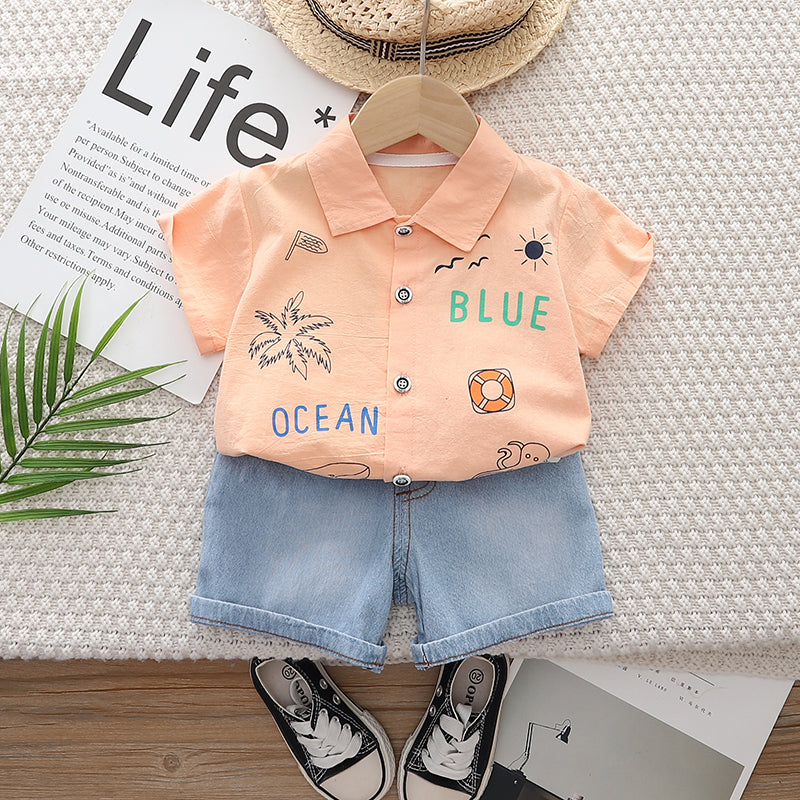 Printed Shirt and Shorts Set