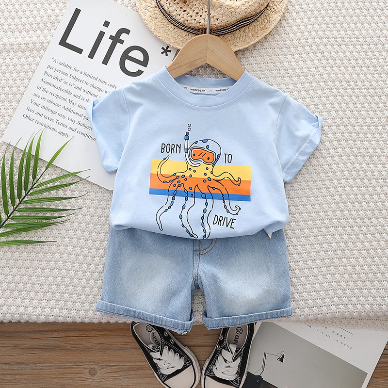Printed T-shirt and Shorts Set