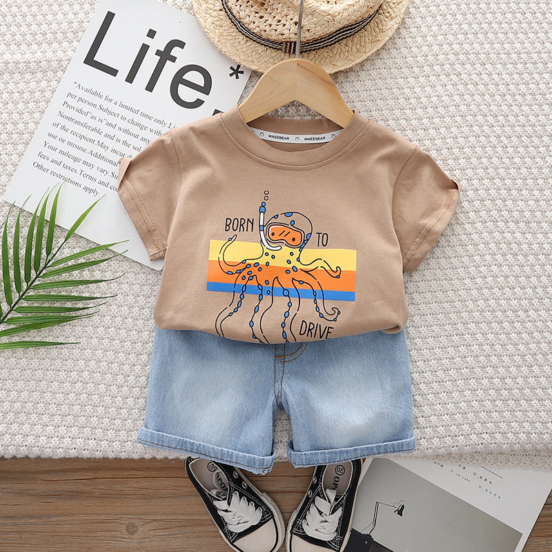 Printed T-shirt and Shorts Set