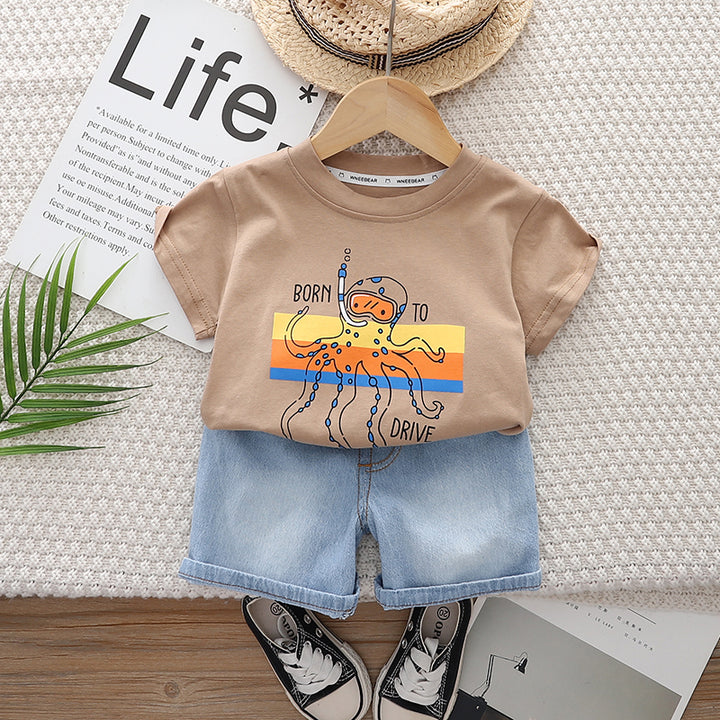 Printed T-shirt and Shorts Set