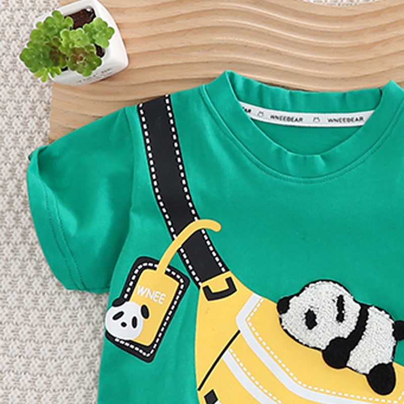 Boys Printed Round Neck T-shirt With Shorts