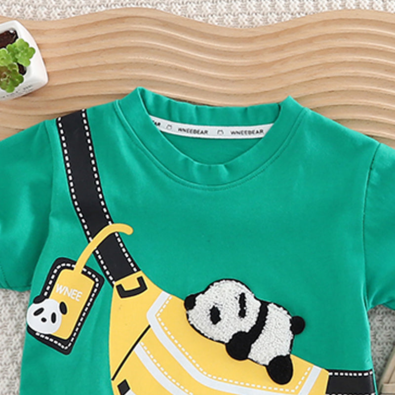 Boys Printed Round Neck T-shirt With Shorts