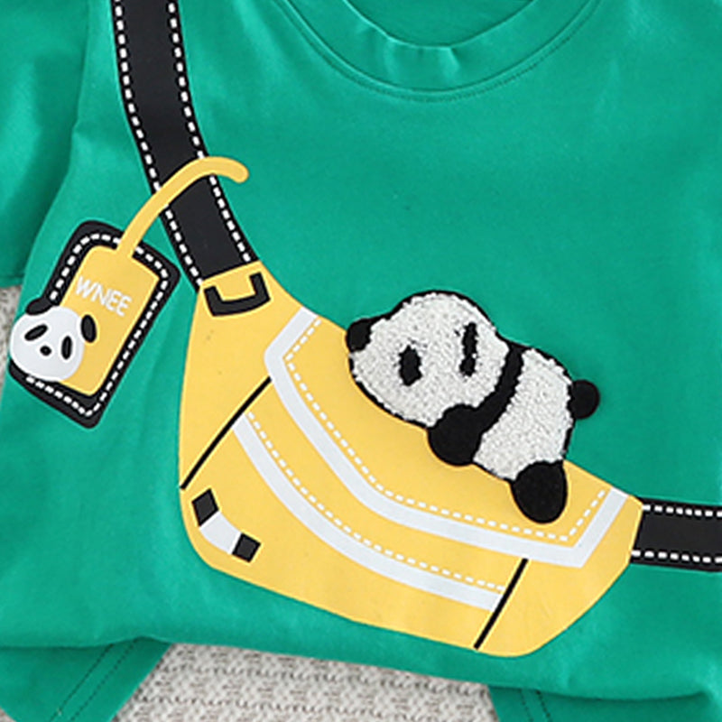 Boys Printed Round Neck T-shirt With Shorts