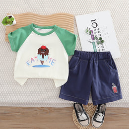 Boys Printed Round Neck T-shirt with Shorts