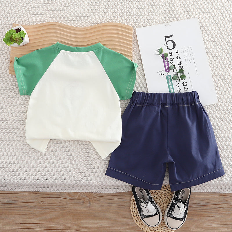 Boys Printed Round Neck T-shirt with Shorts