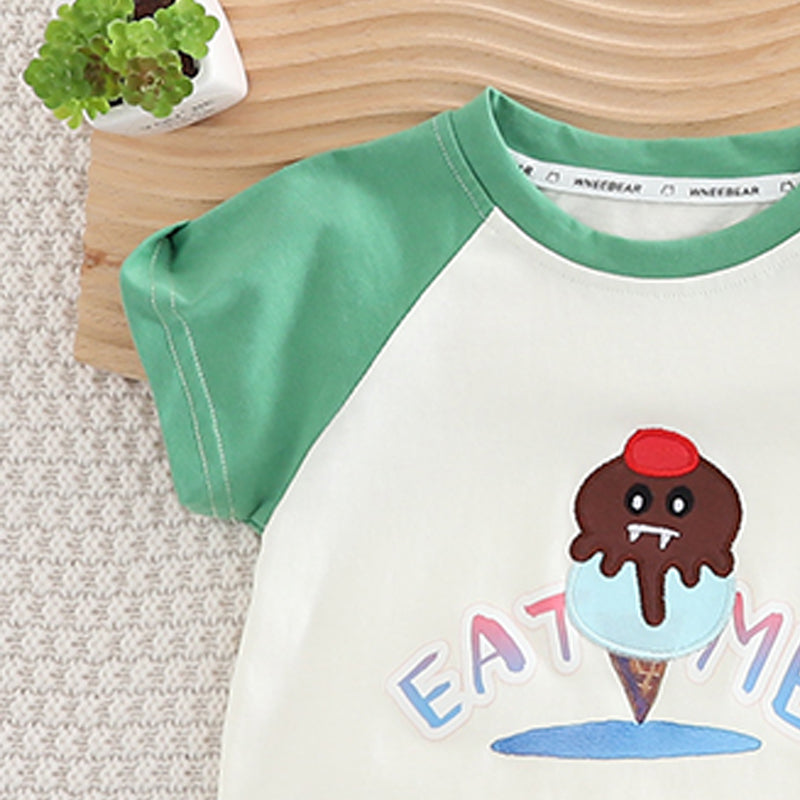 Boys Printed Round Neck T-shirt with Shorts