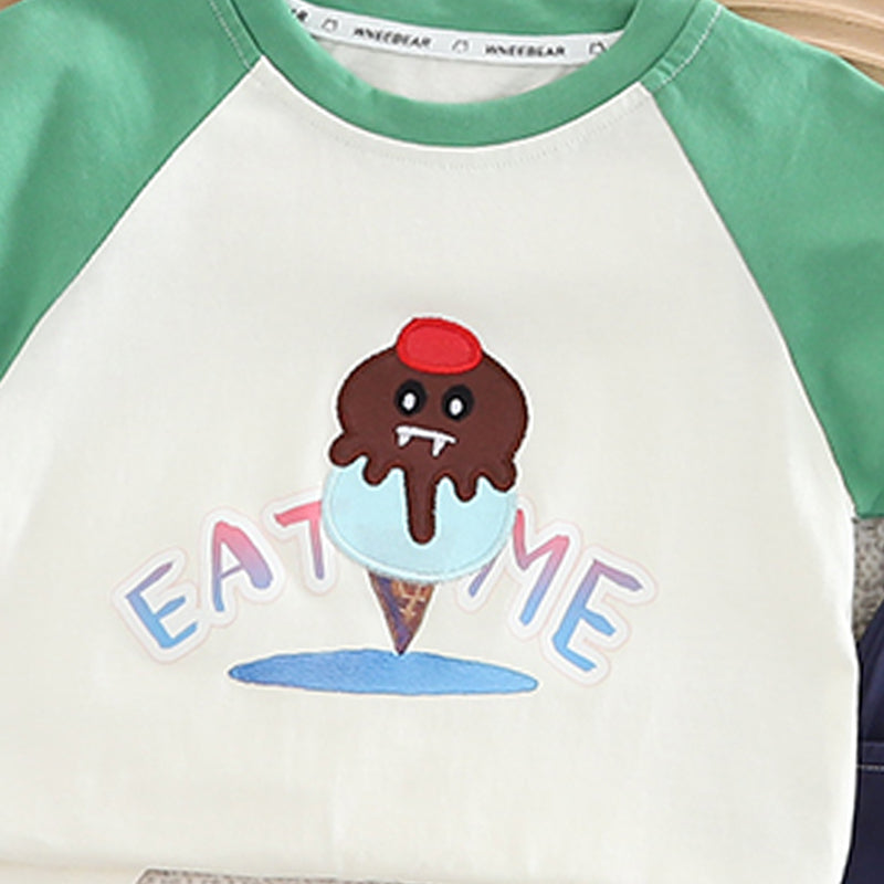 Boys Printed Round Neck T-shirt with Shorts
