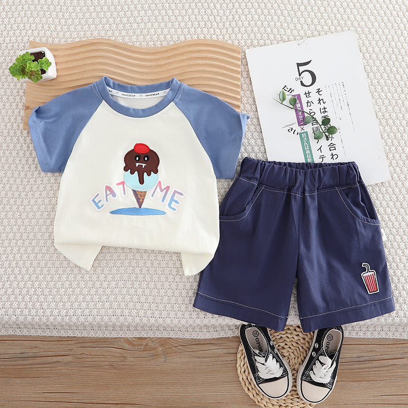Boys Printed Short Sleeves T-shirt With Shorts