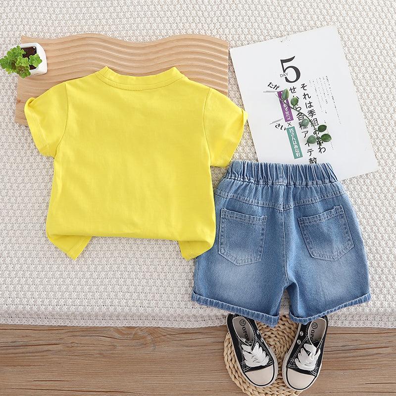 Boys Printed Short Sleeves T-shirt With Shorts