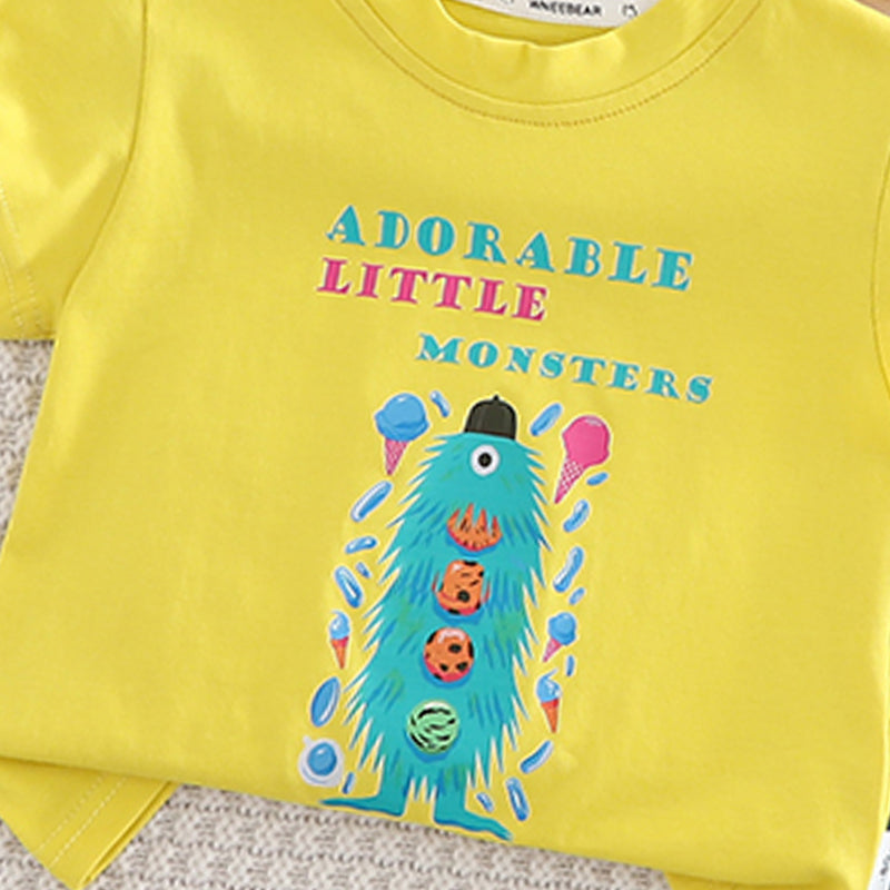 Boys Printed Short Sleeves T-shirt With Shorts