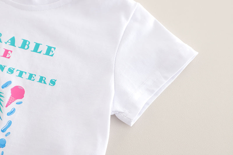 Boys Printed Round Neck Short Sleeves T-shirt With Shorts