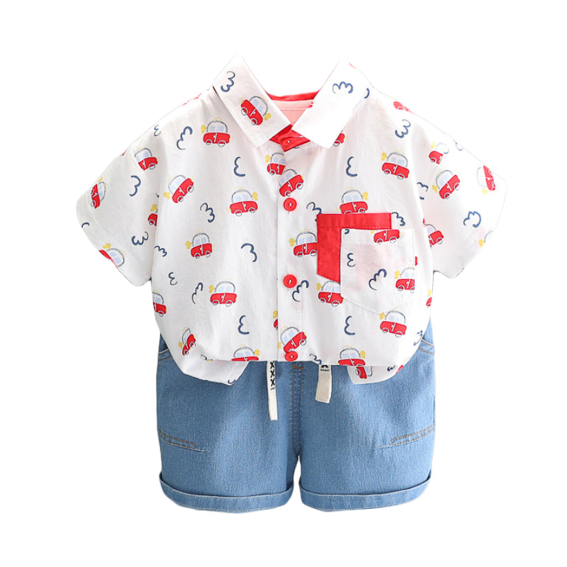 Boys Conversational Printed Shirt & Shorts
