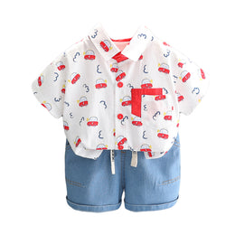 Boys Conversational Printed Shirt & Shorts