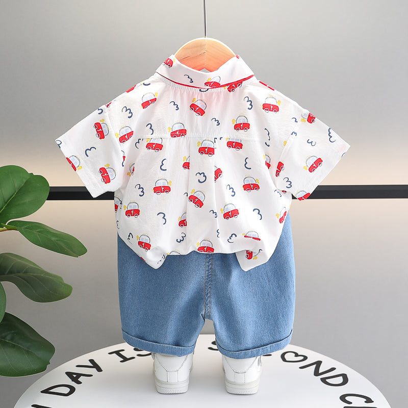Boys Conversational Printed Shirt & Shorts
