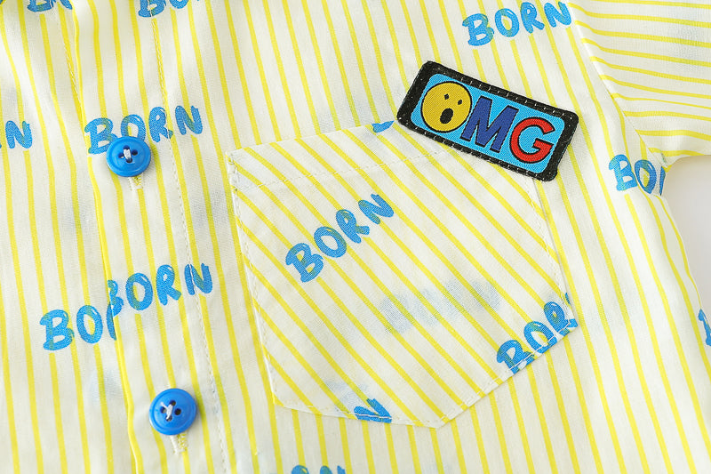 Boys Shirt Collar Short Sleeves Printed Shirt with Shorts