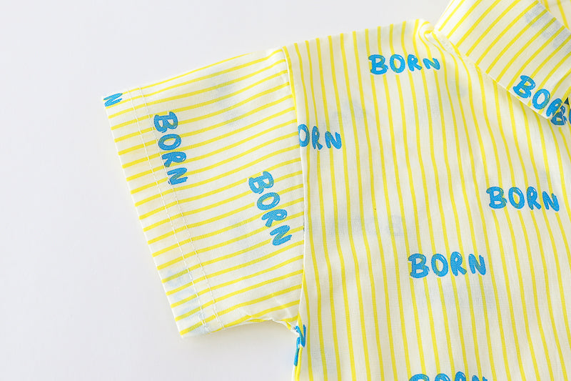 Boys Shirt Collar Short Sleeves Printed Shirt with Shorts