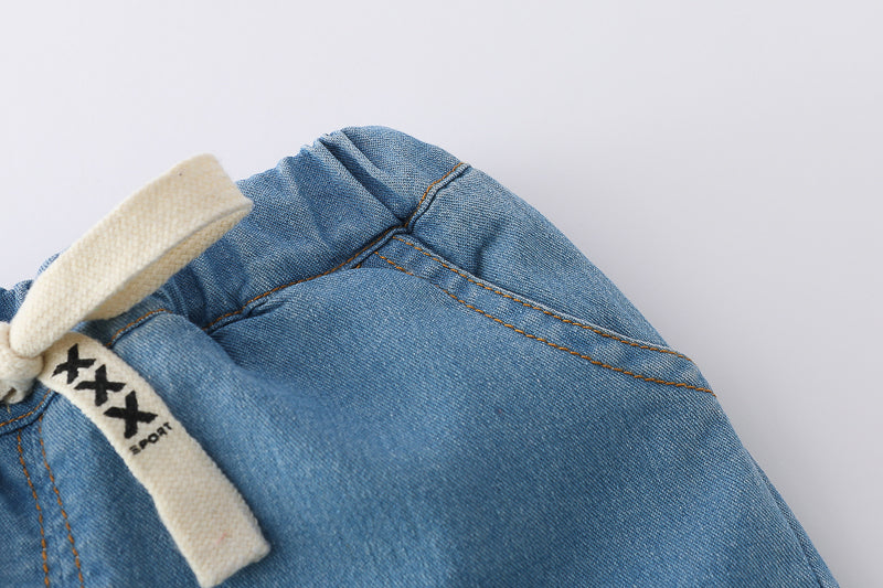 Boys Striped Round Neck T-shirt With Shorts