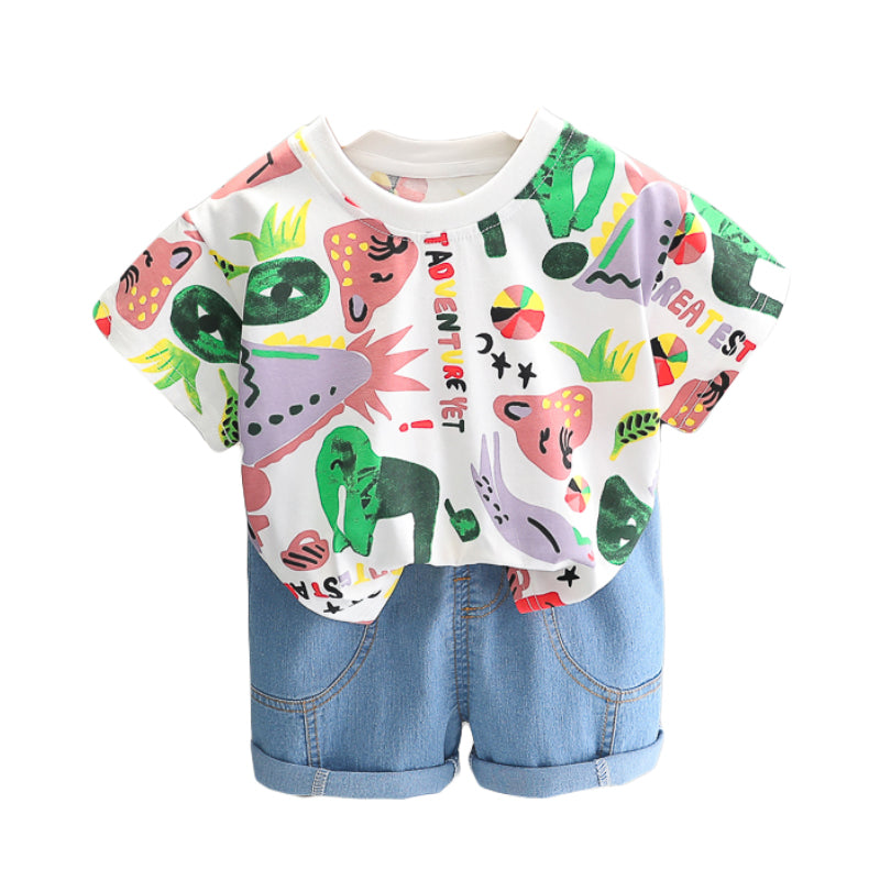 Boys Printed T-shirt With Shorts