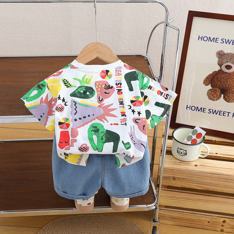 Boys Printed T-shirt With Shorts