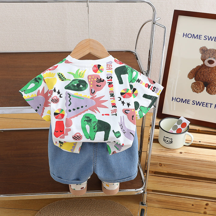 Boys Printed T-shirt With Shorts