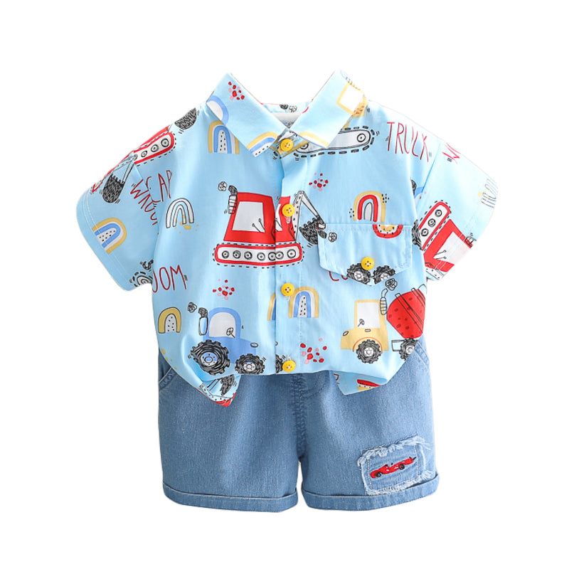 Boys Printed Shirt With Shorts