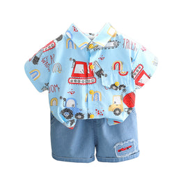 Boys Printed Shirt With Shorts