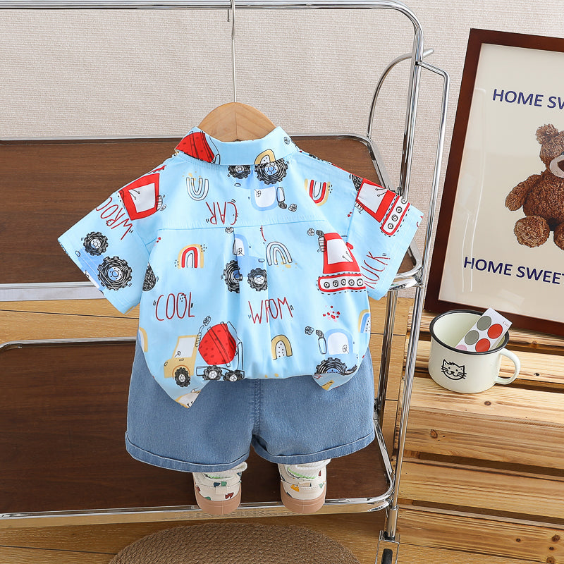Boys Printed Shirt With Shorts