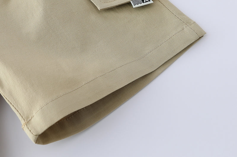Boys White & Beige Striped T-shirt with Shorts
