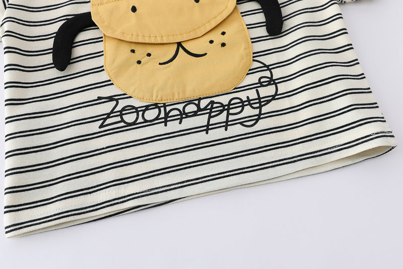 Boys White & Khaki Striped T-shirt with Shorts