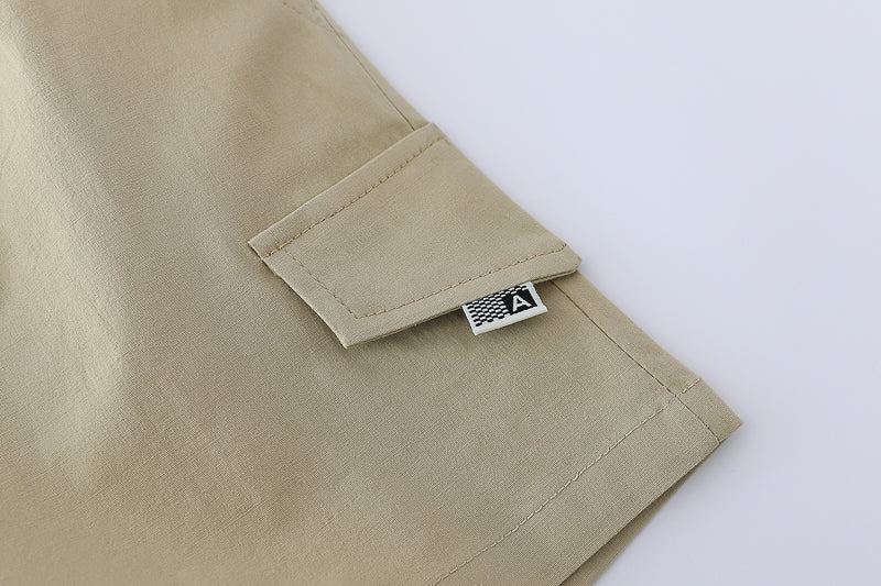 Boys White & Khaki Striped T-shirt with Shorts