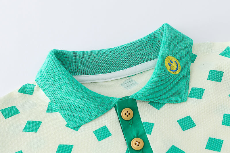 Boys Green & White Printed Top with Shorts