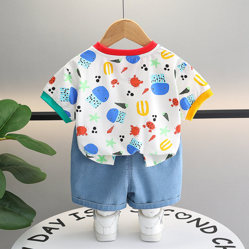 Boys Printed T-shirt With Shorts