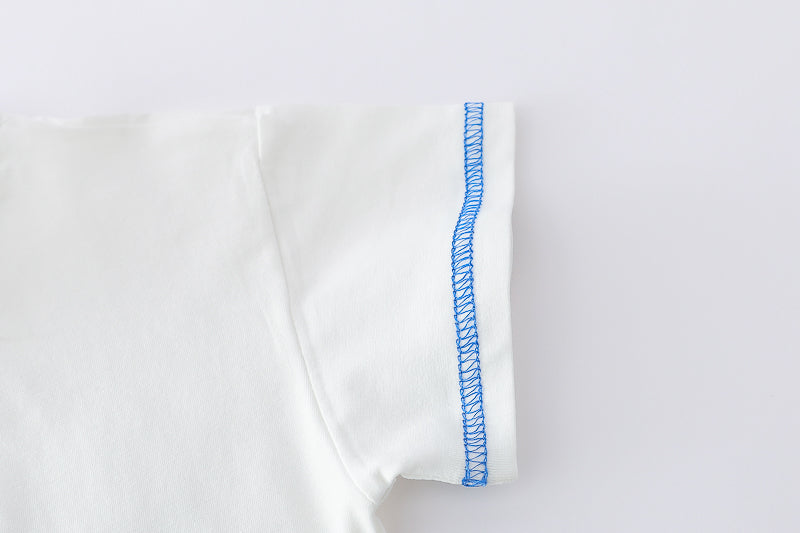 Boys White & Blue Printed T-shirt with Shorts