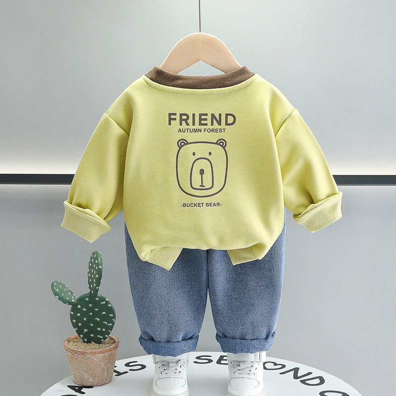Boys Printed Sweatshirt With Trousers