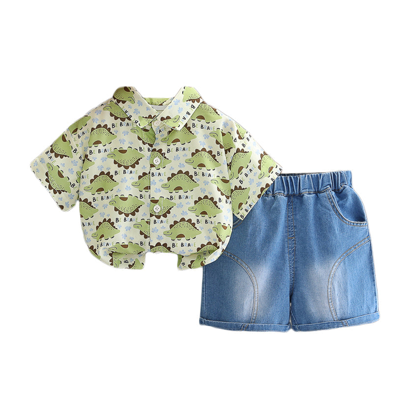 Printed Shirt and Shorts Set
