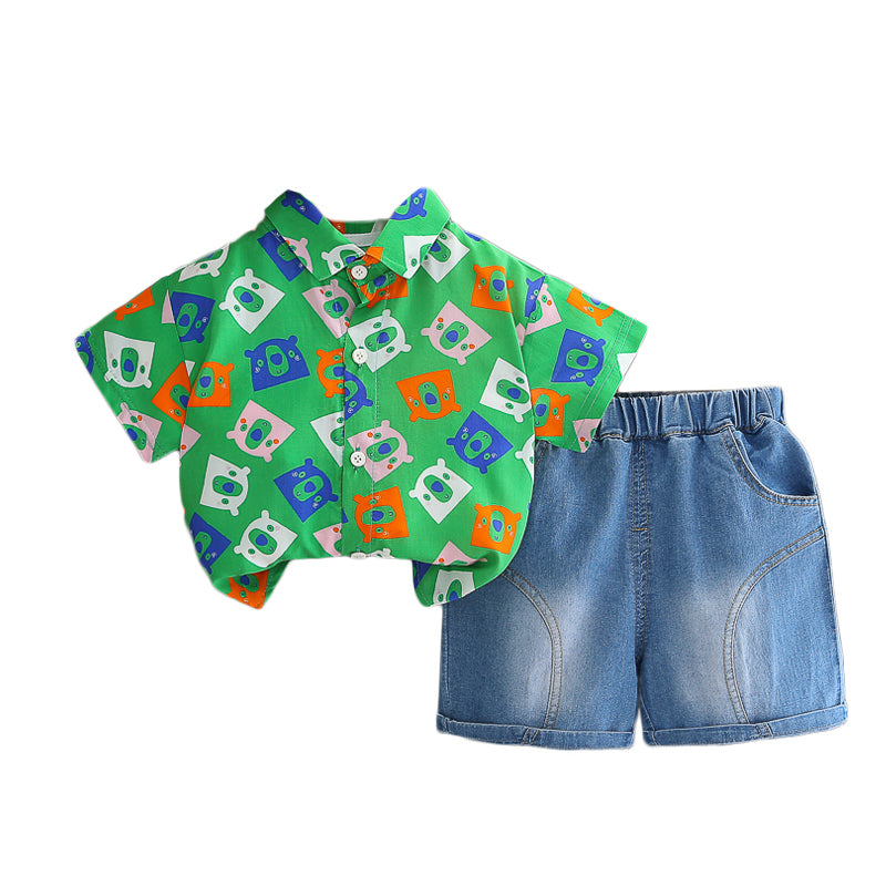 Printed Shirt and Shorts Set
