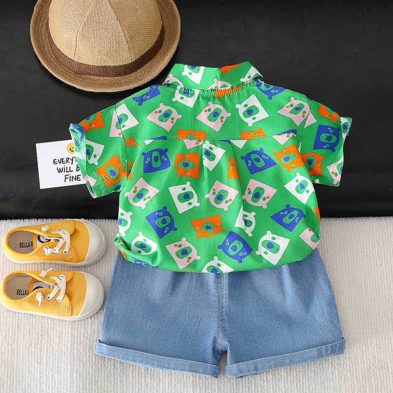 Printed Shirt and Shorts Set