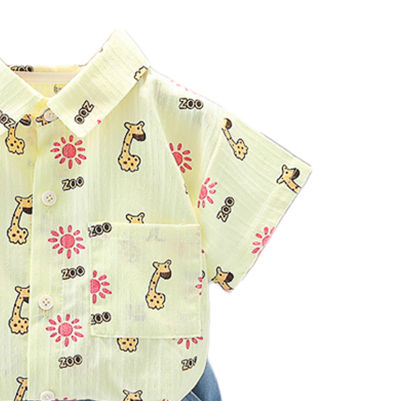 Printed Shirt and Shorts Set