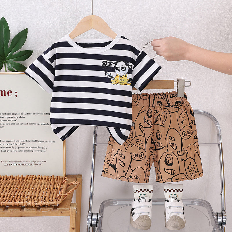 Striped T-shirt and Shorts Set