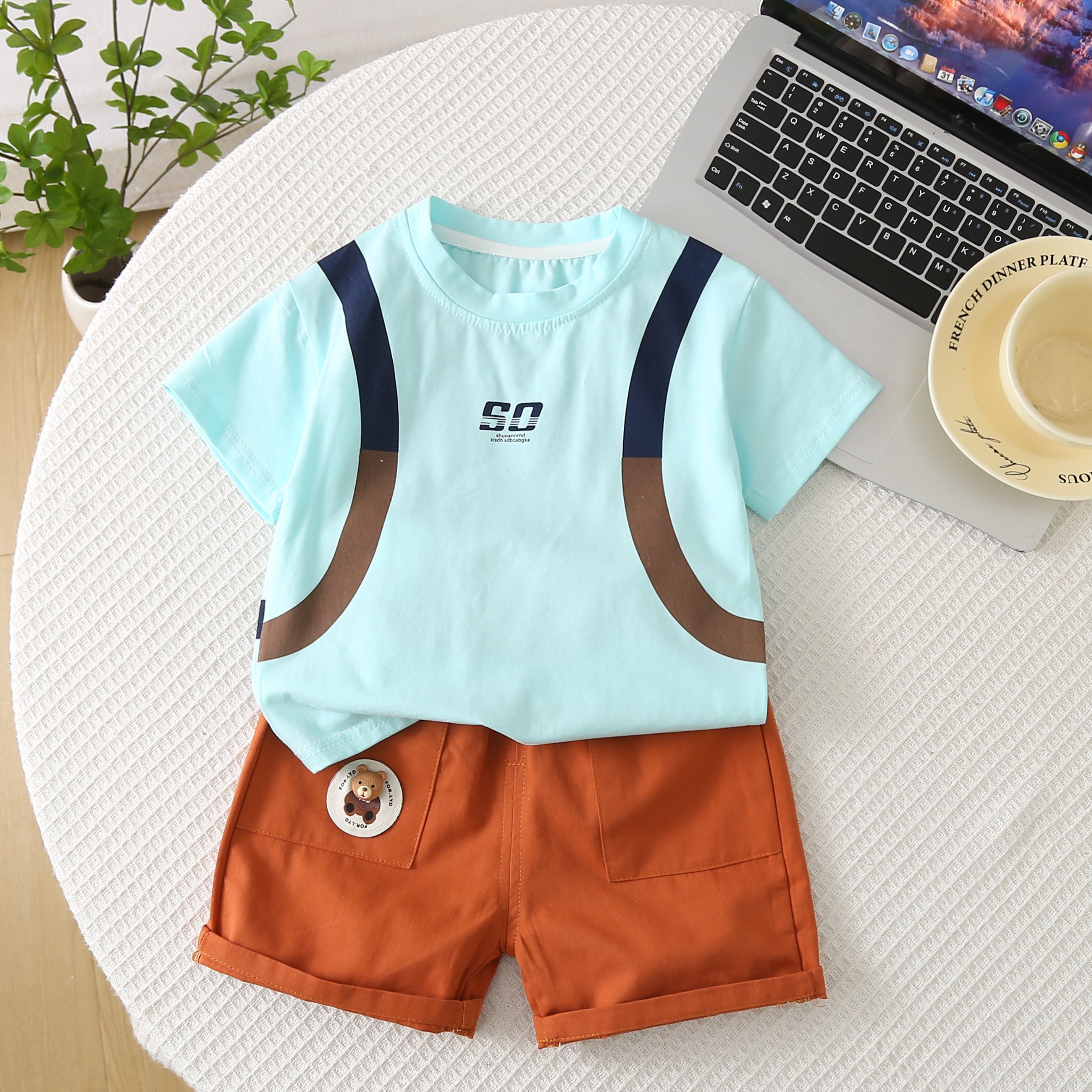 Solid T-shirt and Shorts Set