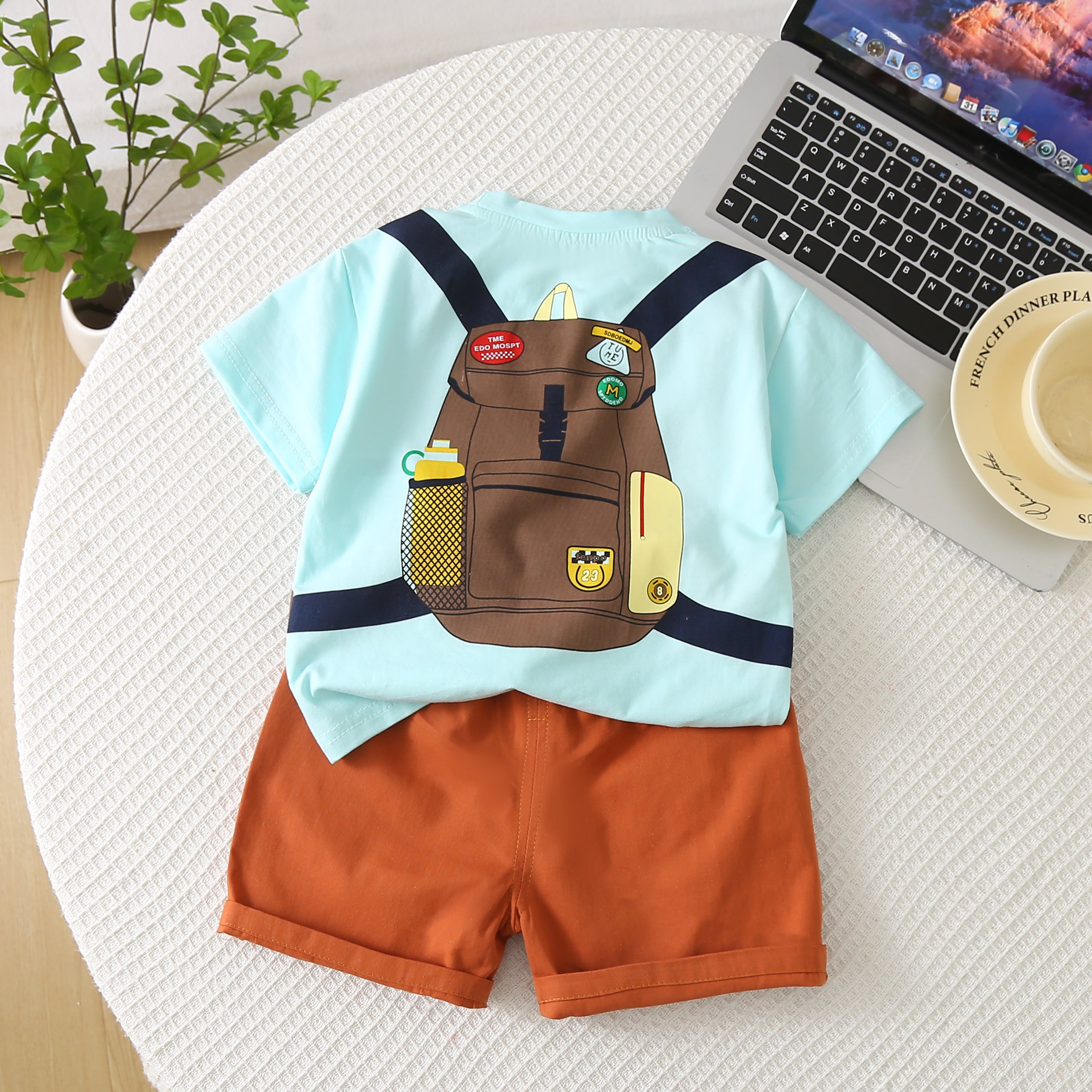 Solid T-shirt and Shorts Set
