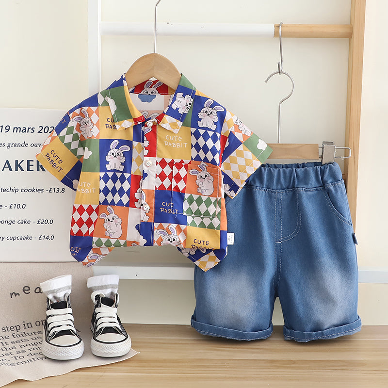 Printed Shirt and Shorts Set