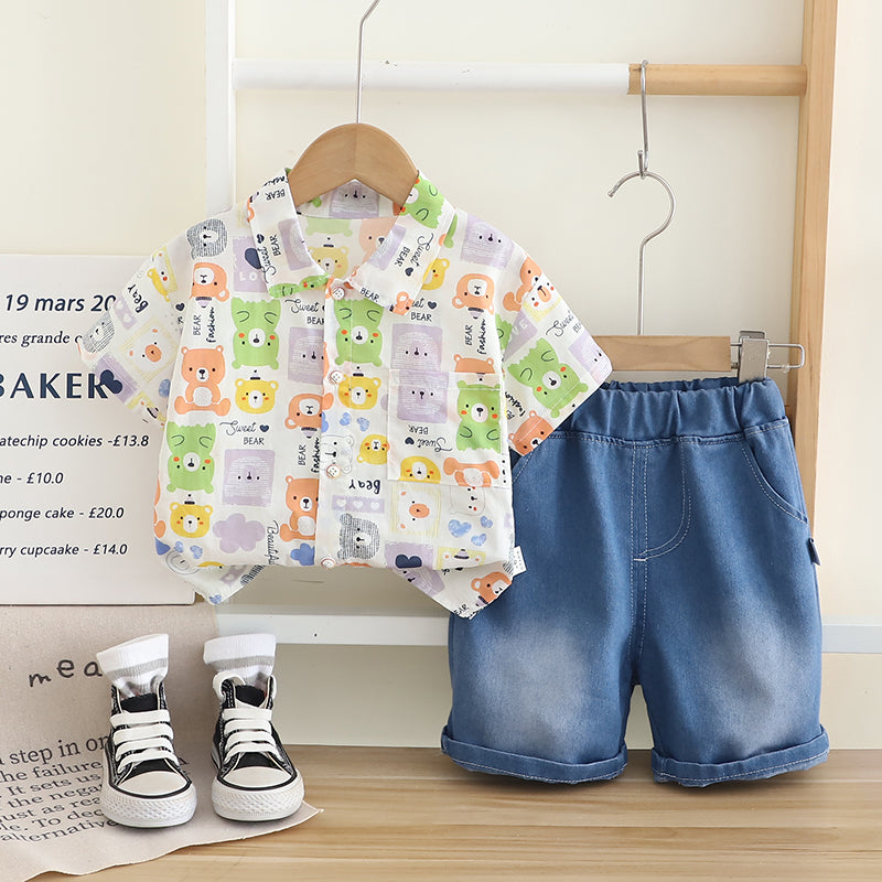Printed Shirt and Shorts Set