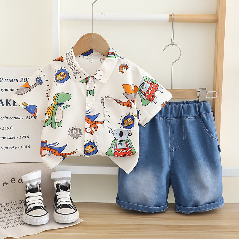 Printed Shirt and Shorts Set