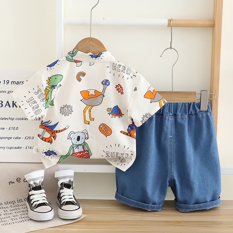 Printed Shirt and Shorts Set