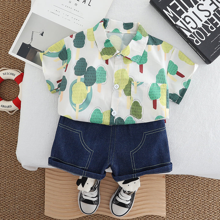 Printed Shirt and Shorts Set