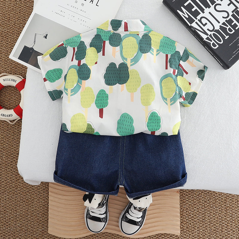Printed Shirt and Shorts Set
