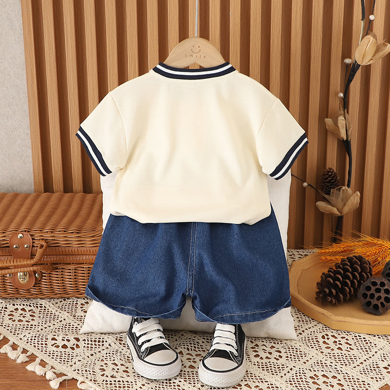 Solid T-shirt and Shorts Set