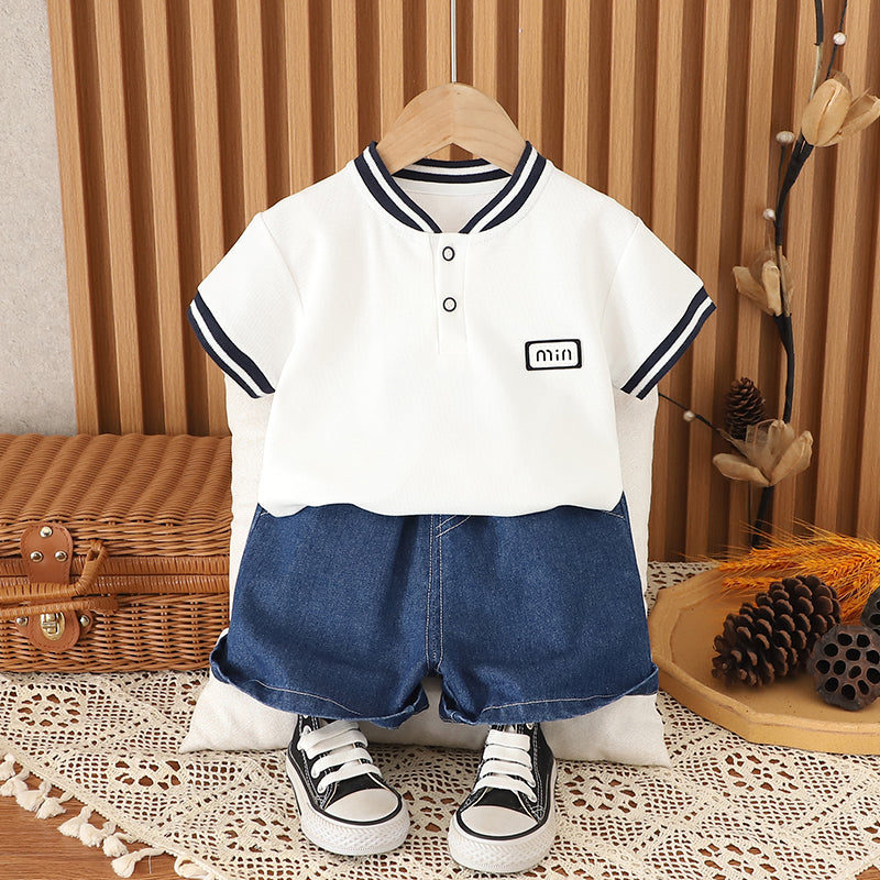 Solid T-shirt and Shorts Set