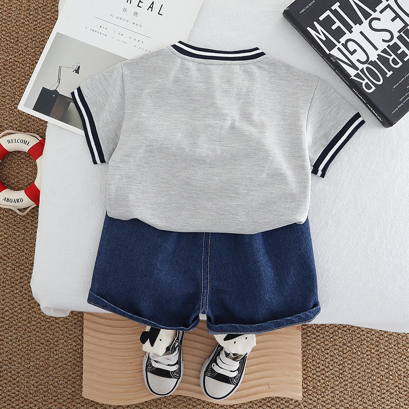 Solid T-shirt and Shorts Set